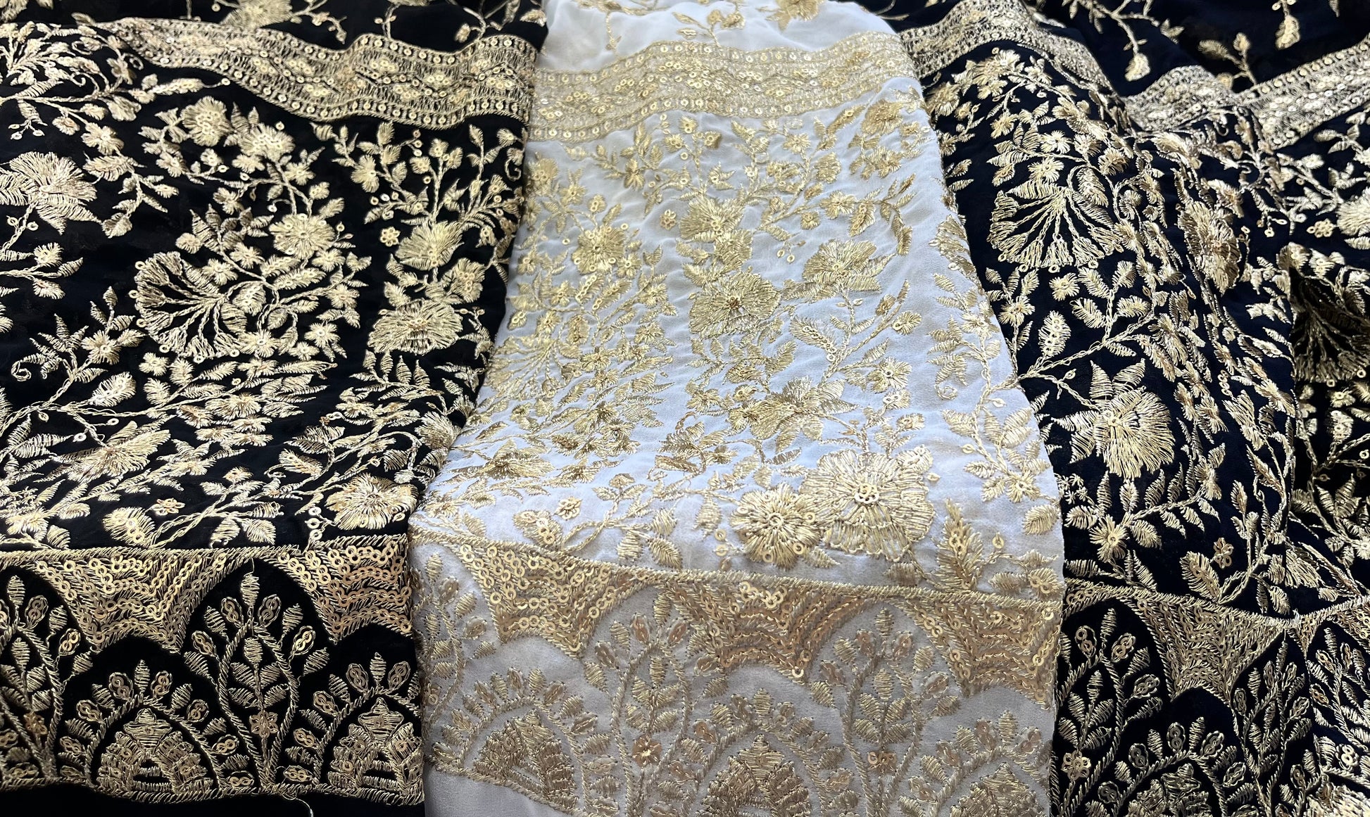 Zari Embroidered Georgette Fabric