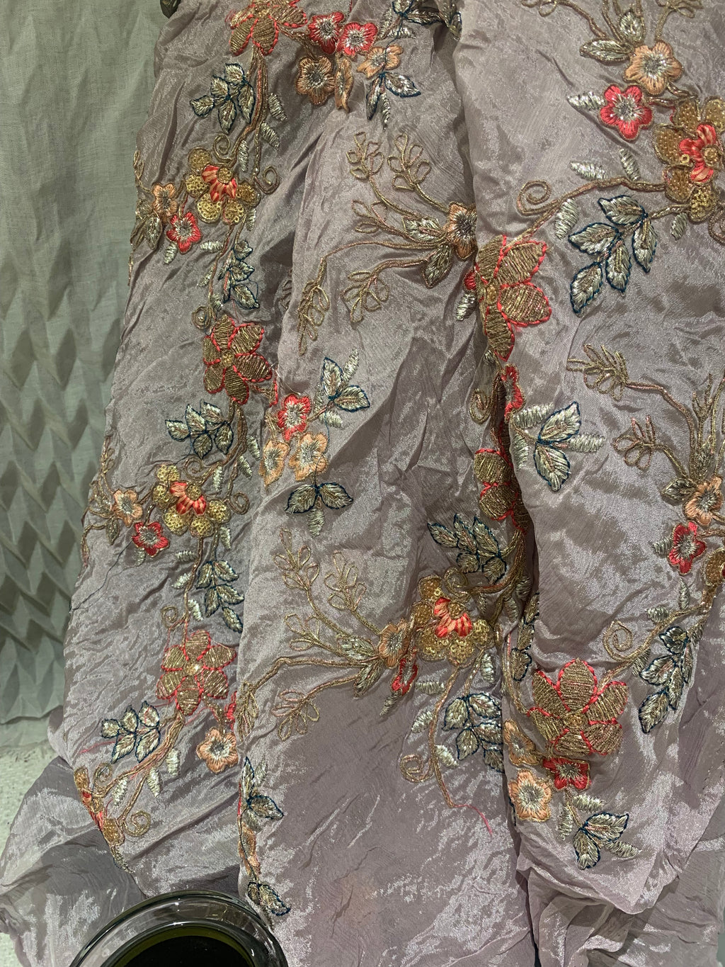 Metallic Threads Embroidery Fabric