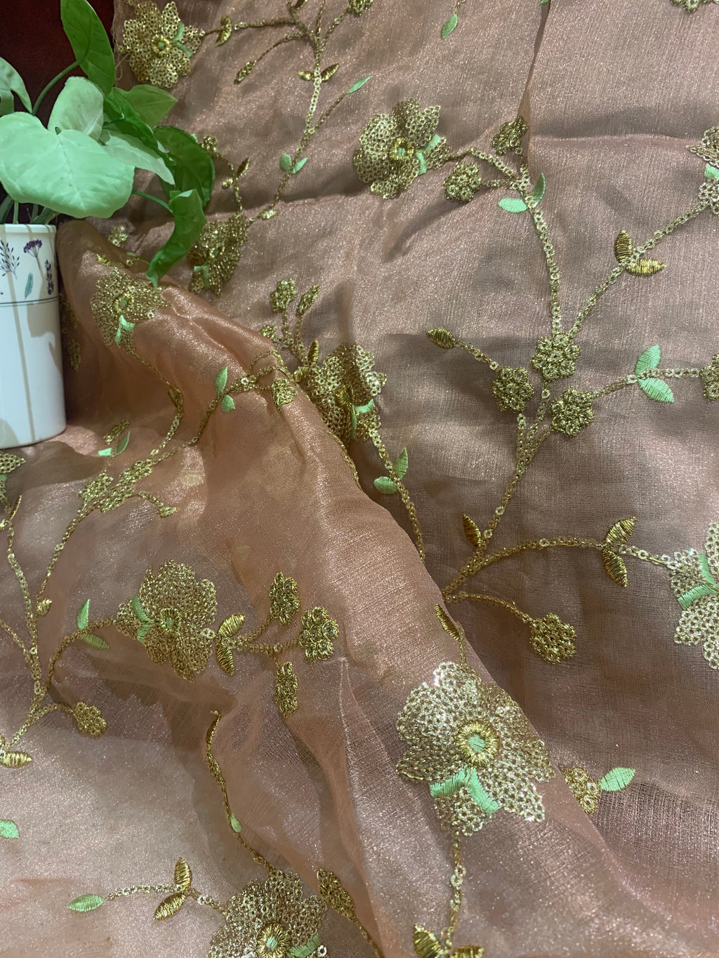 Organza Embroidery shimmer fabrics