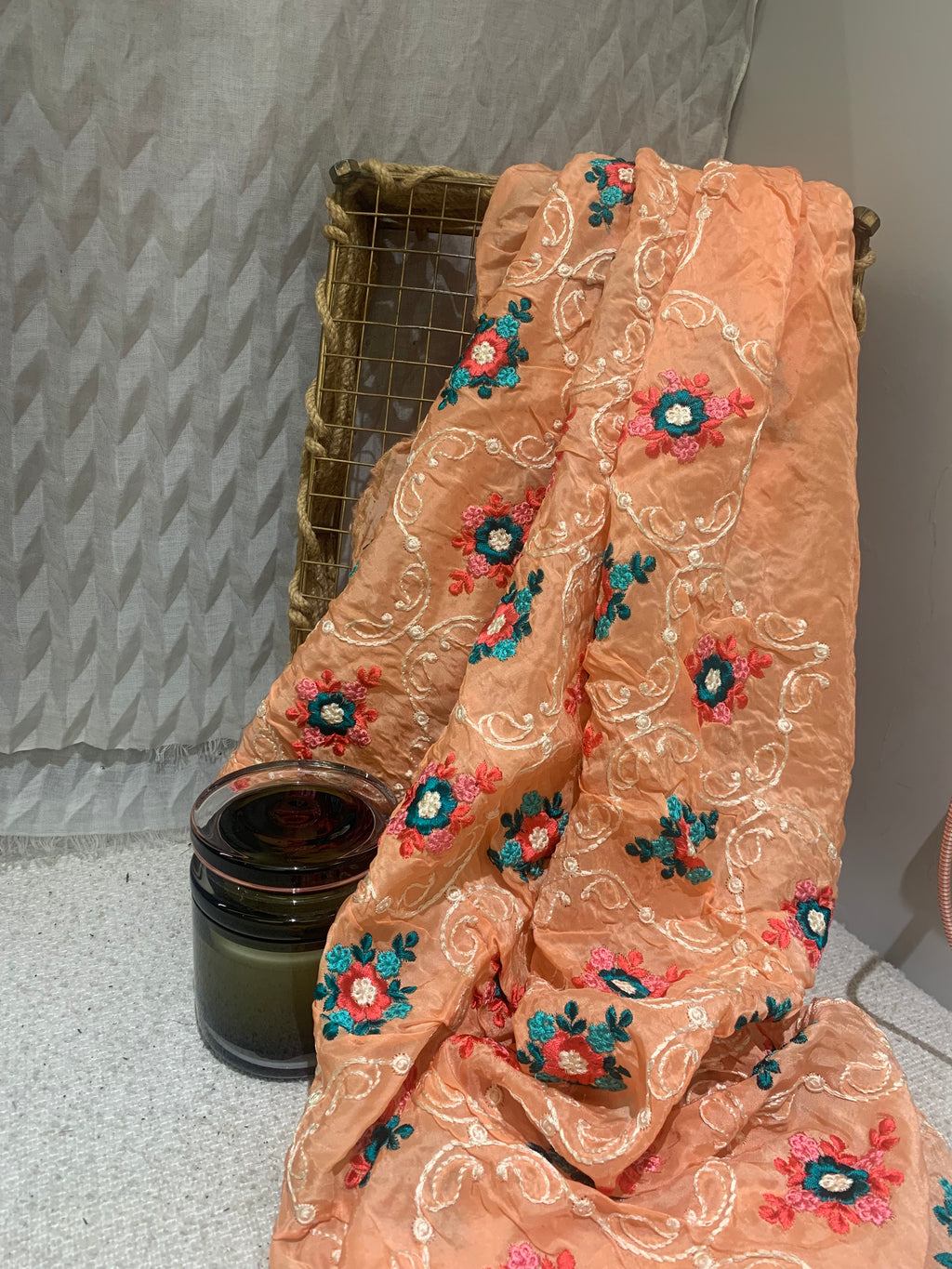 Flower with Thread work fabric