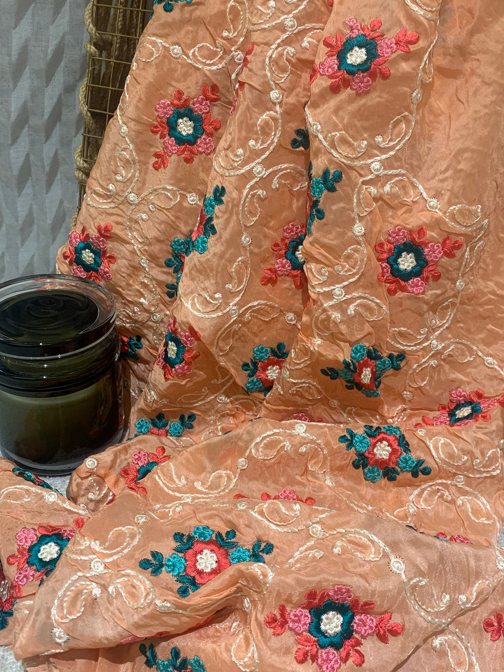 Flower with Thread work fabric