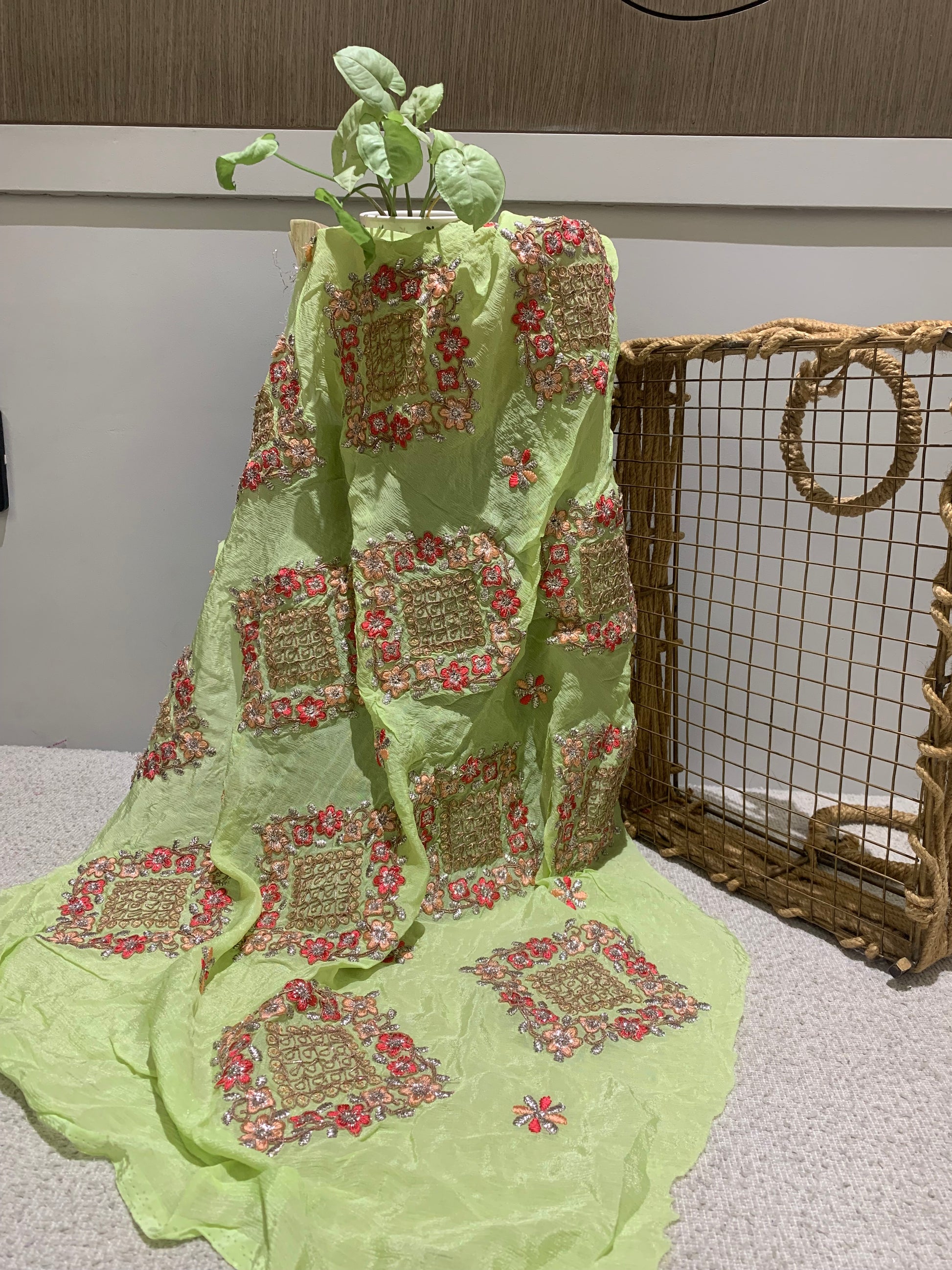 Embroidered Chiffon Fabric, Floral