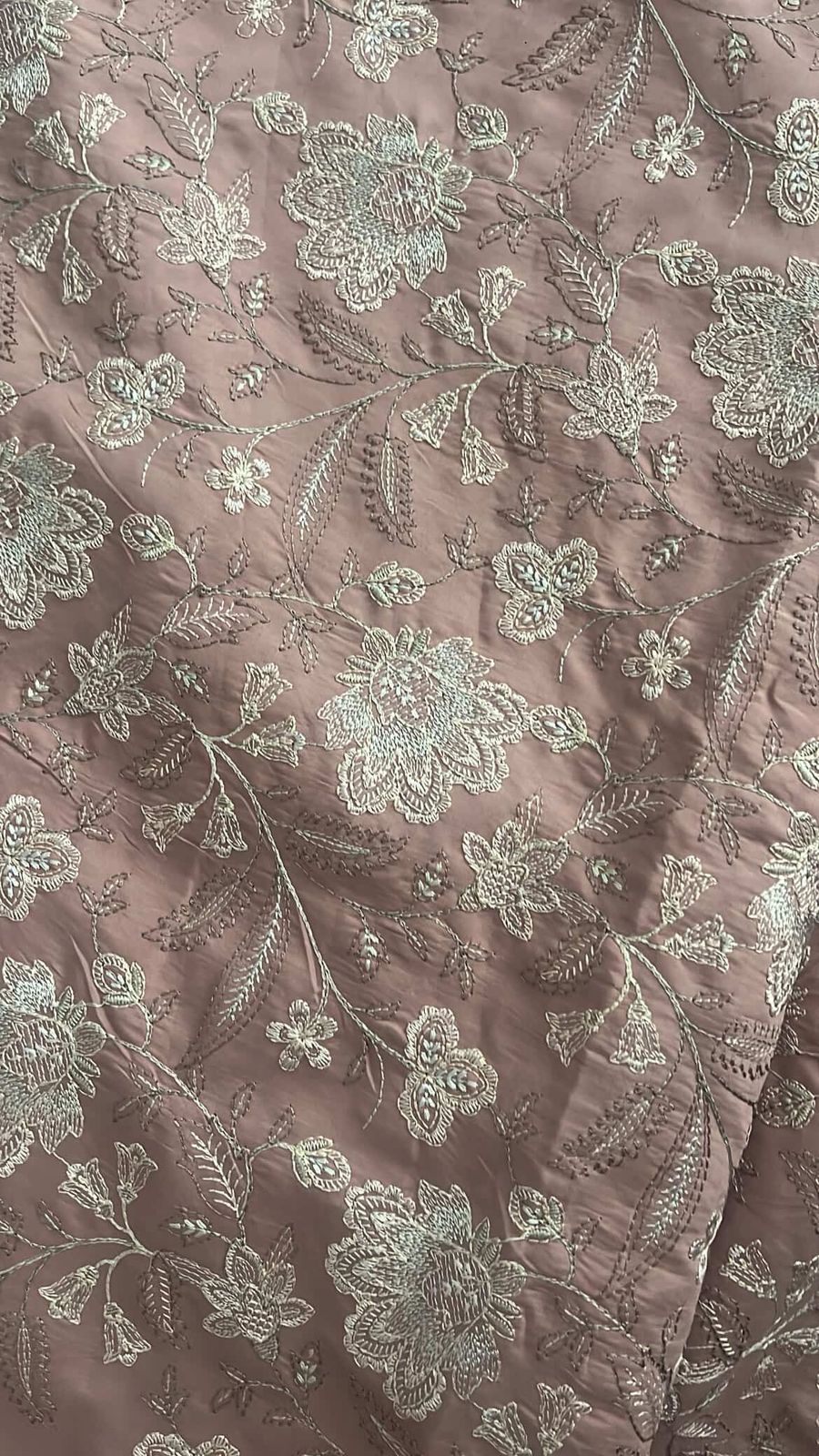 Dusty Rose with Silver Floral Embroidery