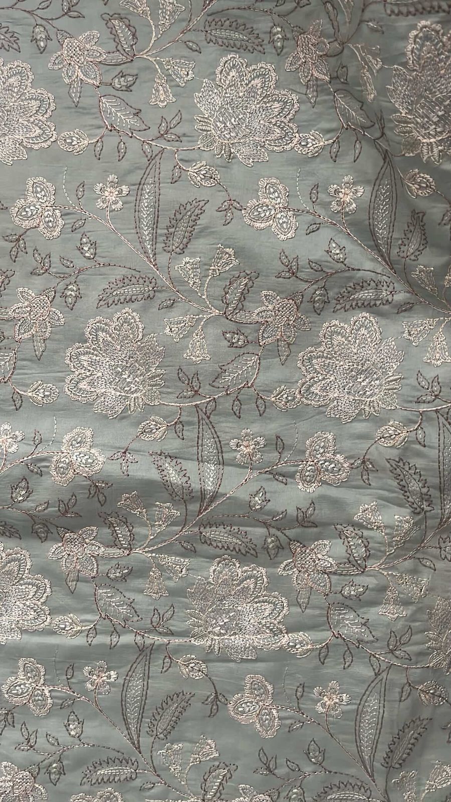 Dusty Rose with Silver Floral Embroidery