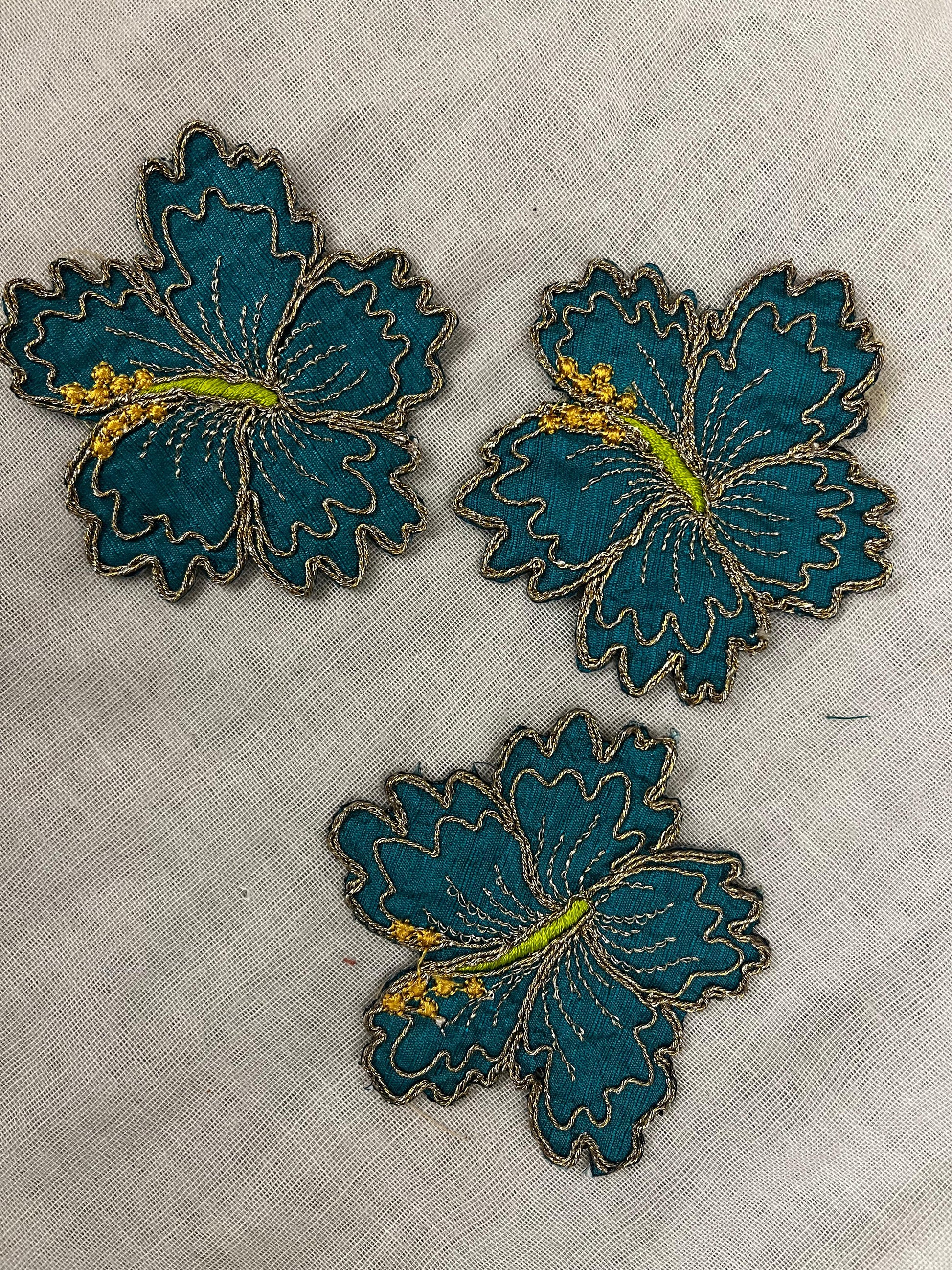 Zari Outline Hibiscus patch