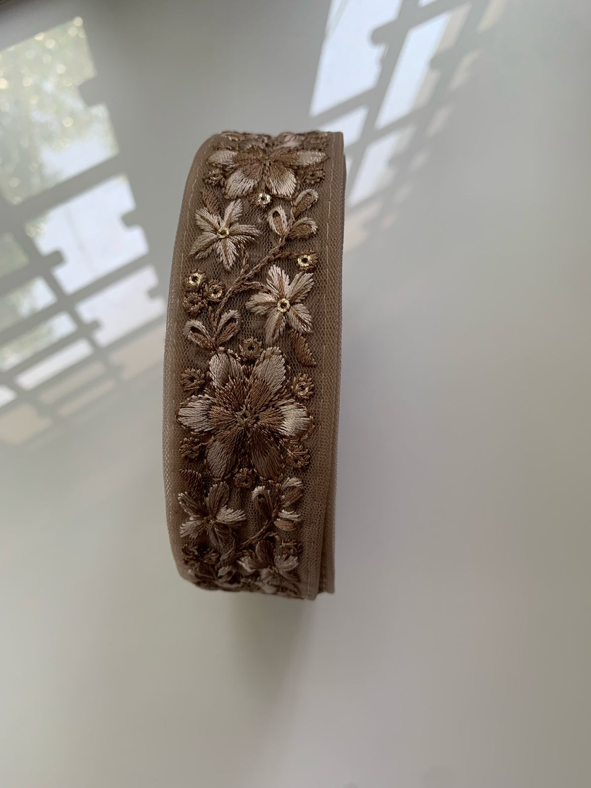 Floral Embroidered Net Lace Trim with Sequin