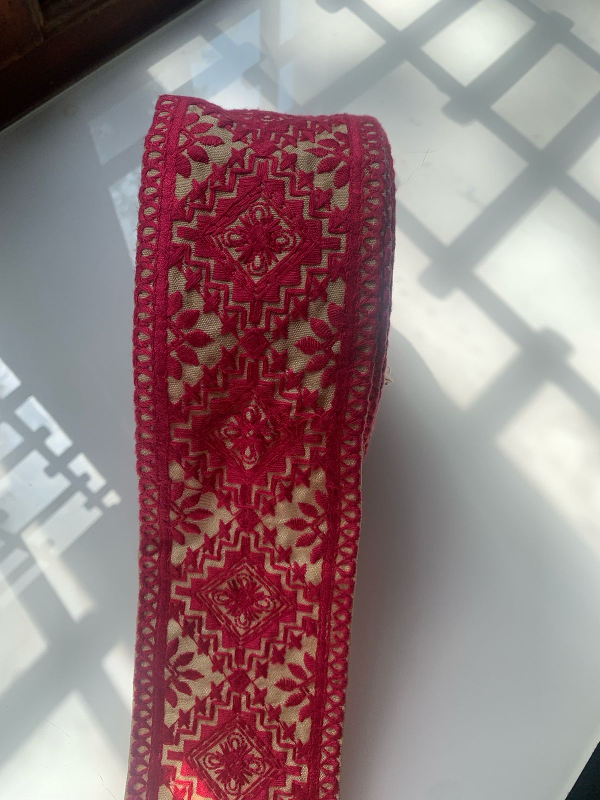 Premium Geometric Diamond & Floral Embroidered Cotton Lace Trim