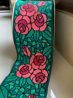Stained Glass Rose Embroidered Trim