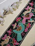Embroidered Bird Motif Silk Ribbon