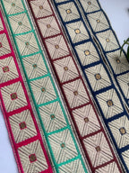Embroidered Geometric Border Lace with Metallic