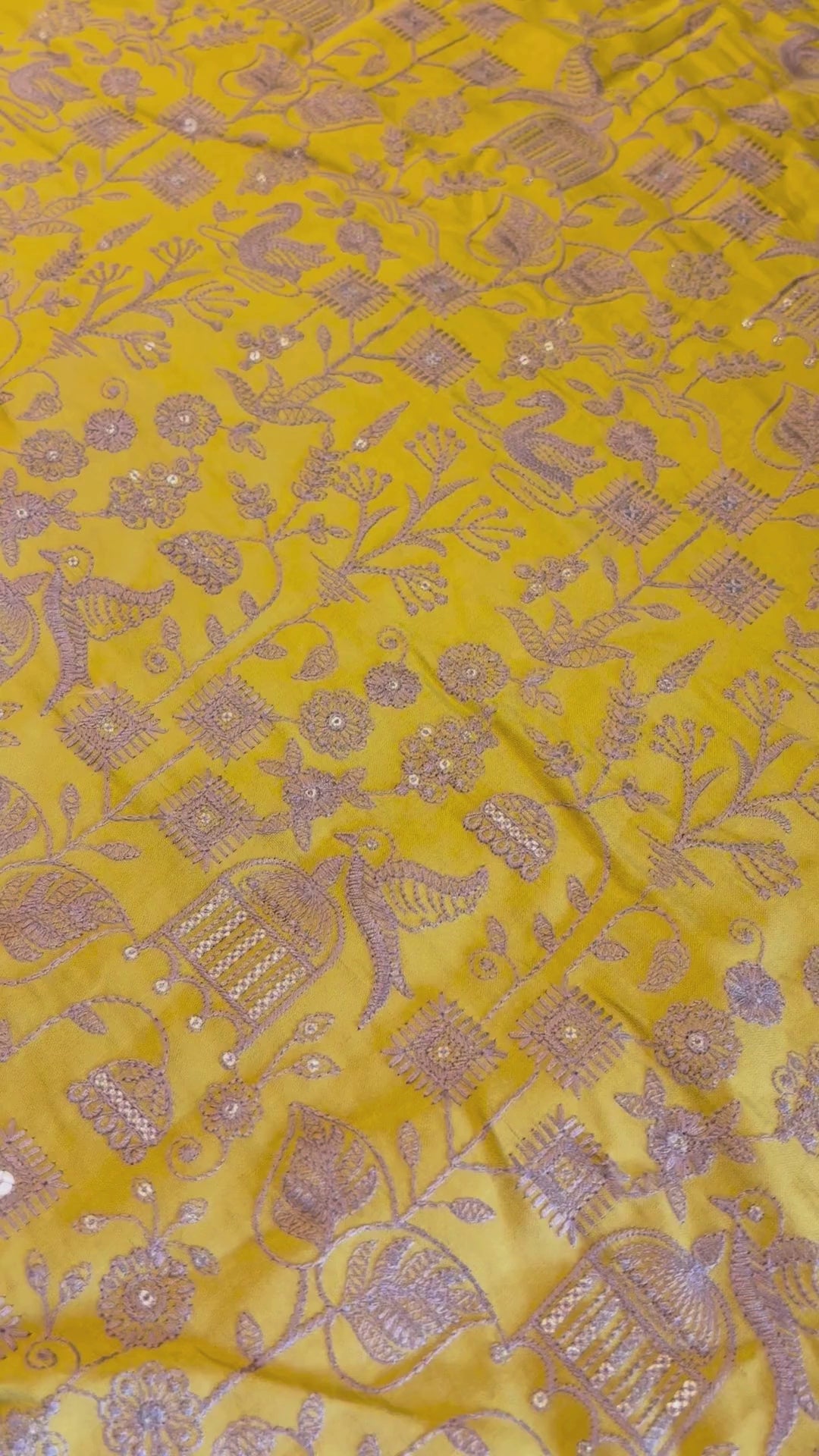 Multi-Color Floral Thread and Sequin Work