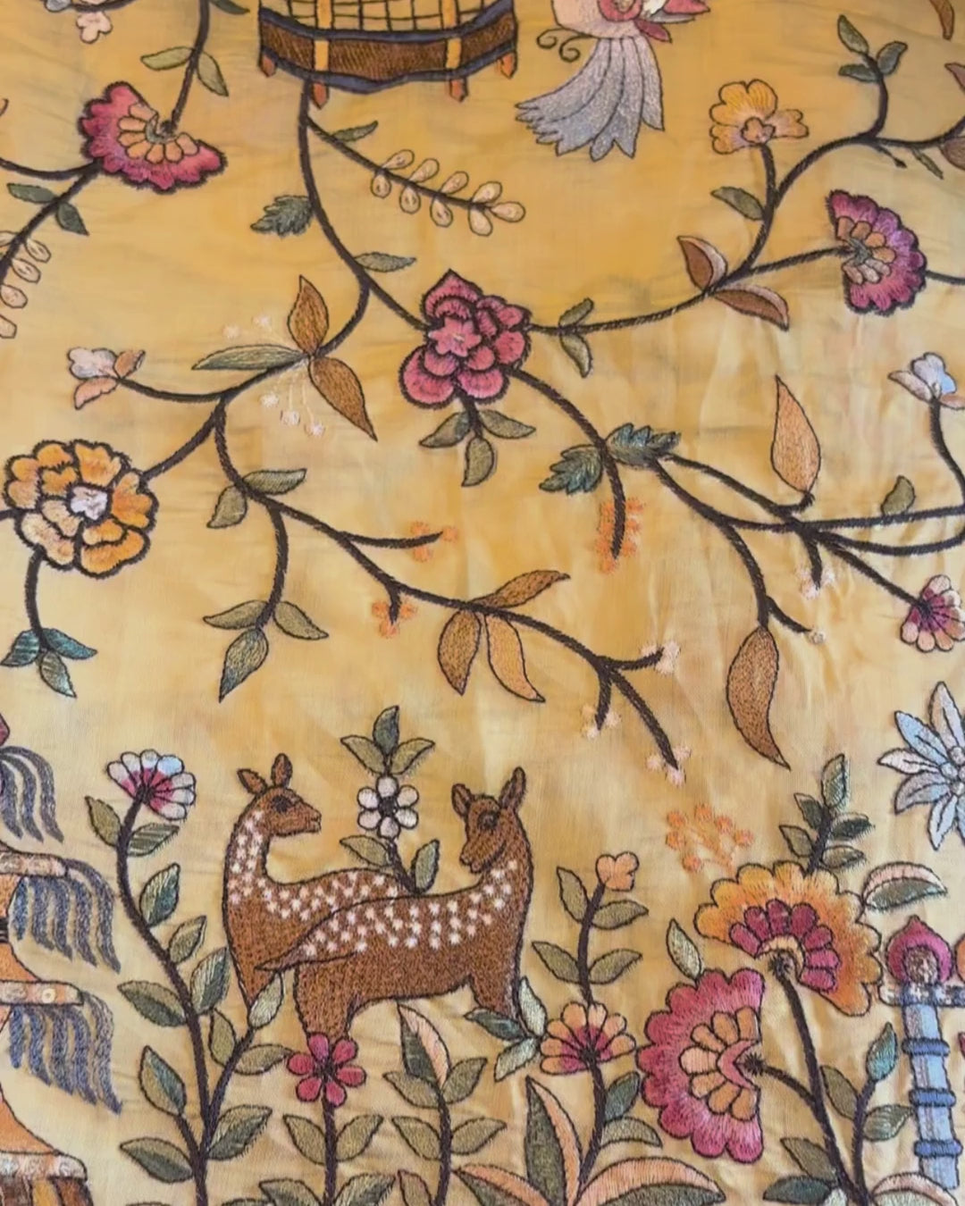 Hand-Embroidered Parsi Gara Silk