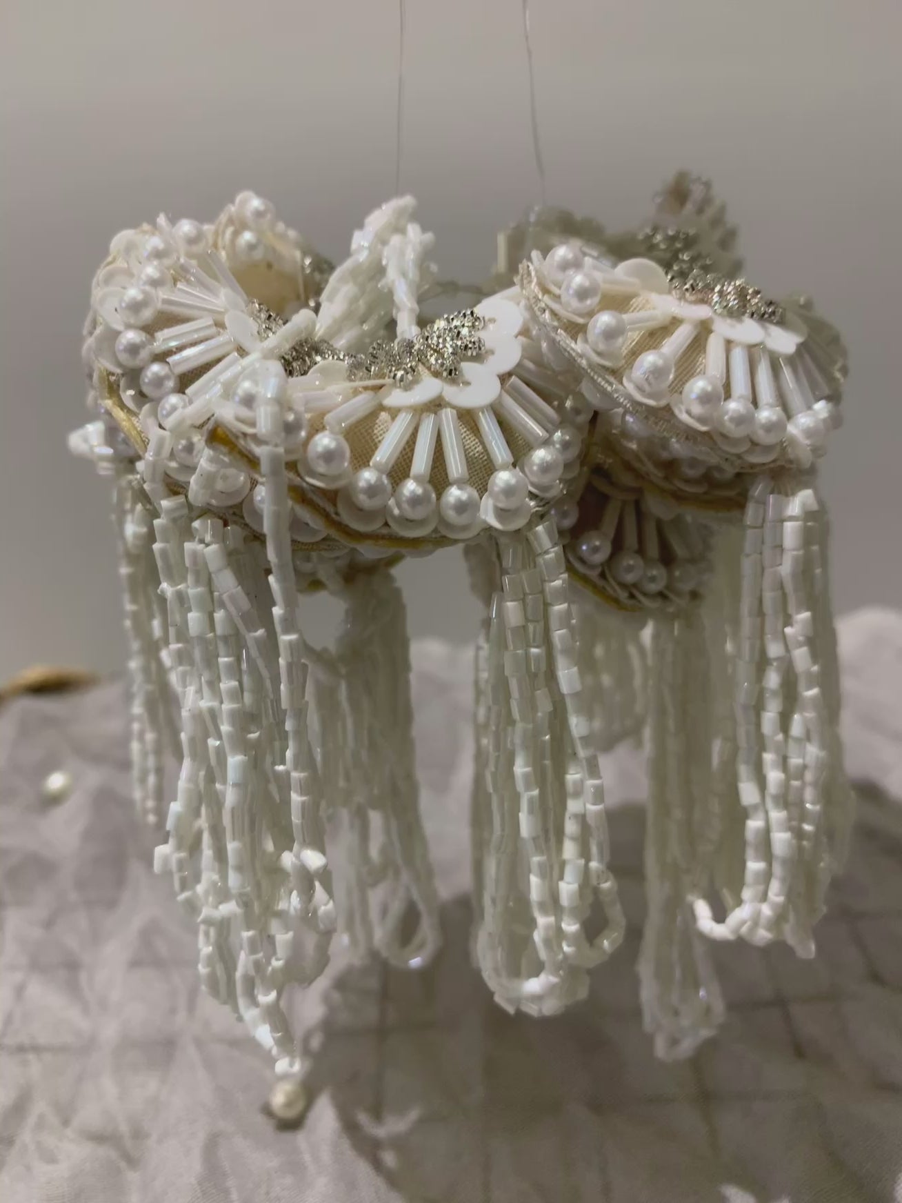 Elegant Ivory Pearl Beaded Tassel