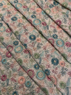 Multicolour Floral Embroidered Fabric with Sequin Work.