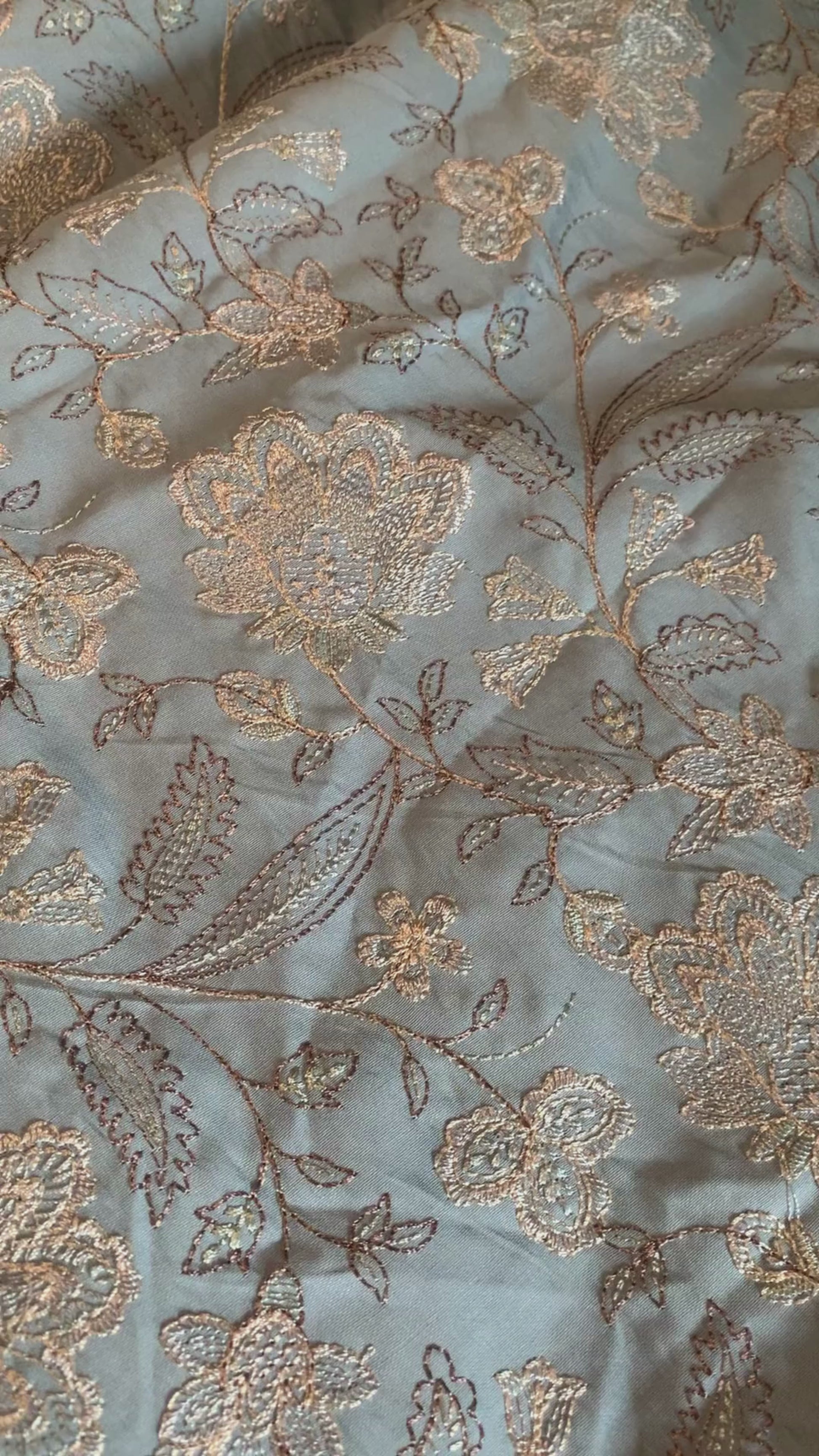 Dusty Rose with Silver Floral Embroidery