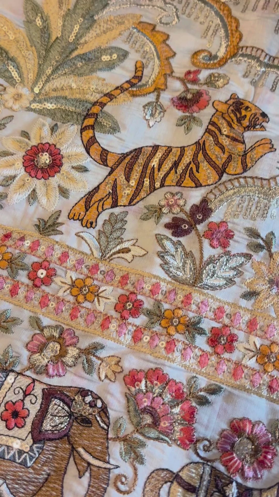 Royal Silver Grey with Animal & Bird Motifs